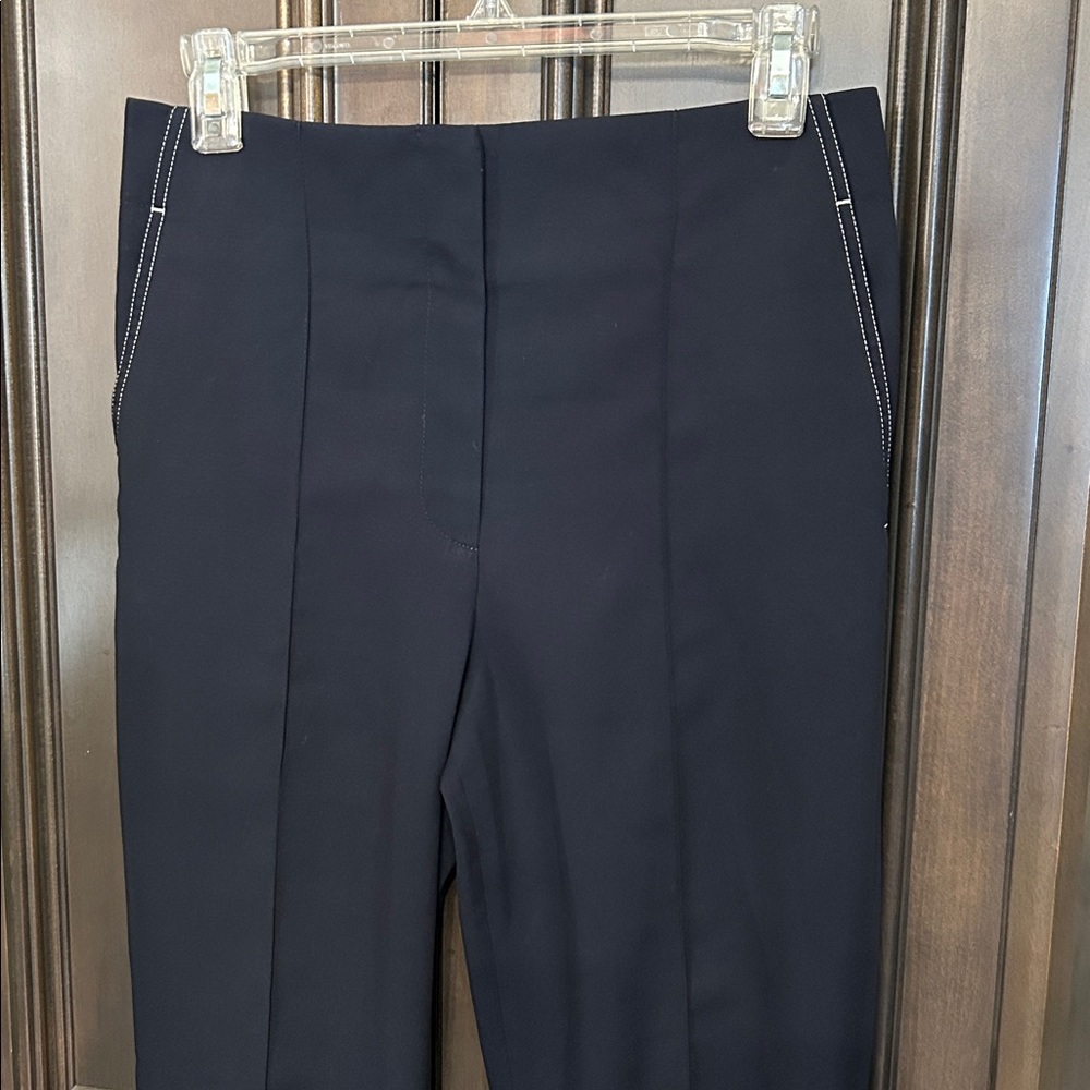 Celine Dark Navy with White Piping Straight Leg Trousers ID: 150/66A NWOT - Picture 3 of 11